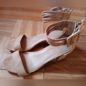 AEROSOLES Tan Ankle Strap Heels, Size 8 US